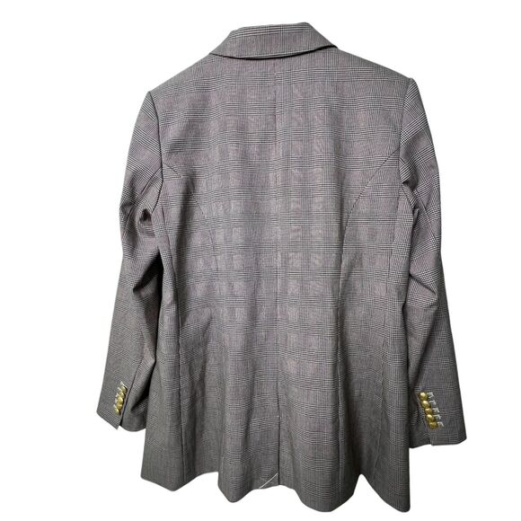 Court & Rowe Warwick Double-Breasted Houndstooth Plaid Blazer Sz 12 Gray Career - Picture 3 of 13